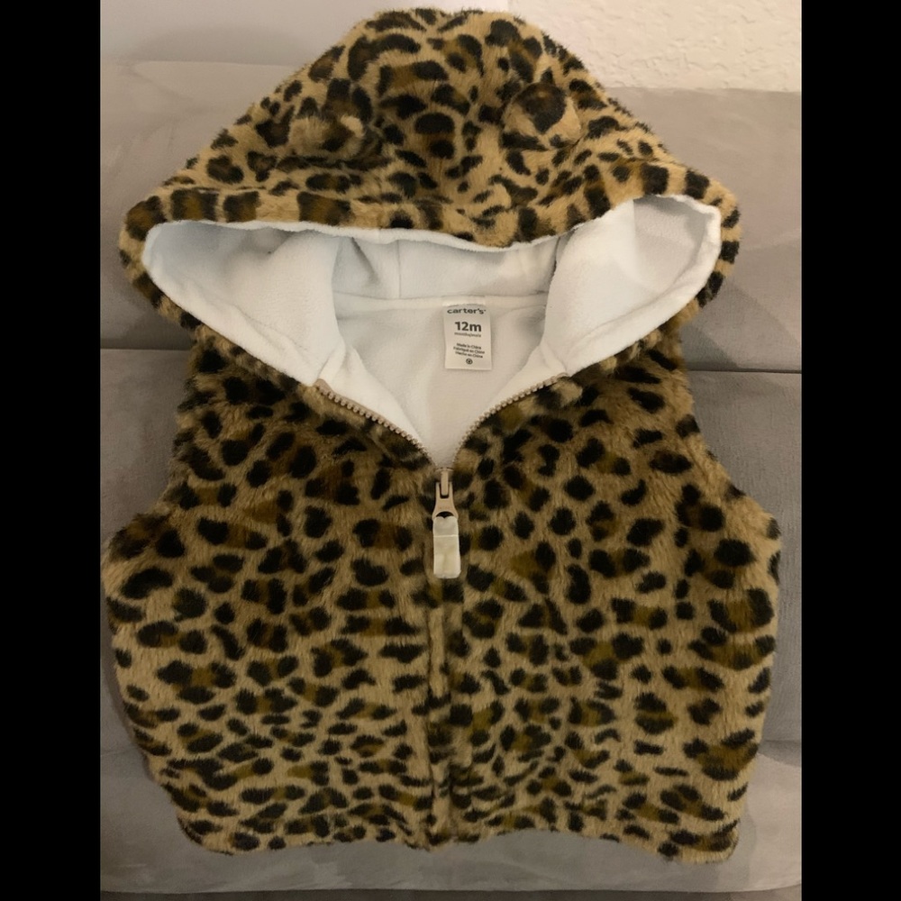 CARTER’S GIRLS 12 MONTH FAUX FUR PRINT VEST
